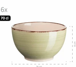 Die moderne Hausfrau Geschirr-Set, Steingut Lumaca Olivgrün