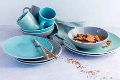 Die moderne Hausfrau Geschirr-Set, Steinzeug Elissa Blau