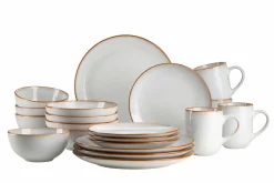 Die moderne Hausfrau Geschirrset, Steinzeug Mabella 4 x Speisteller, 4 x Suppenteller, 4 x Dessertteller, 4 x Müslischüssel, 4 x Kaffeebecher