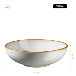 Die moderne Hausfrau Geschirrset, Steinzeug Mabella 4 x Speisteller, 4 x Suppenteller, 4 x Dessertteller, 4 x Müslischüssel, 4 x Kaffeebecher