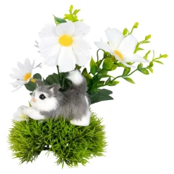 Die moderne Hausfrau Gesteck „Kätzchen im Blumenbeet“