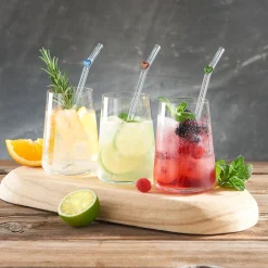 Die moderne Hausfrau Glas-Strohhalme „Herzen“, 6 Stück