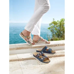 Damen Die moderne Hausfrau Hallux-Klett-Pantolette „Helga“ beige