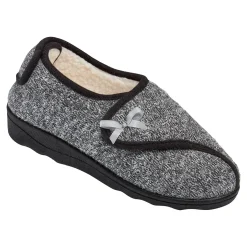 Damen Die moderne Hausfrau Hausschuh "Doppelklett" grau