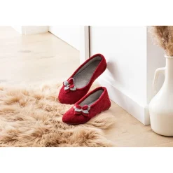 Damen Die moderne Hausfrau ﻿Hausschuh-Ballerina „Bärbel“ rot