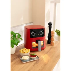 Die moderne Hausfrau Heißluftfritteuse „Rot“ mit Sichtfenster