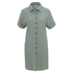 Damen Die moderne Hausfrau Hemdblusen-Kleid „Helena“ salbei