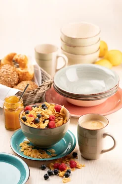 Die moderne Hausfrau Kaffeebecher-Set, Steingut LUMACA Koralle