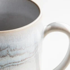 Die moderne Hausfrau Kaffeebecher-Set, Steinzeug TIEFER SEE Grau / Weiß