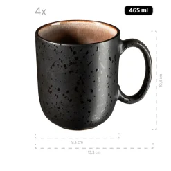 Die moderne Hausfrau Kaffeebecher-Set, Steinzeug Niara Schwarz / Grau