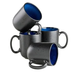 Die moderne Hausfrau Kaffeebecher-Set, Steinzeug Niara Schwarz / Grau