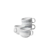 Die moderne Hausfrau Kaffeeobertassen-Set, Steinzeug TIEFER SEE Grau / Weiß