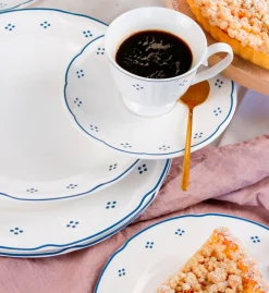 Die moderne Hausfrau Kaffeeservice, Porzellan Lova Weiß / Blau