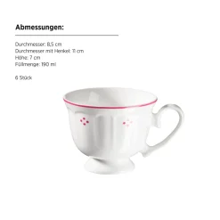 Die moderne Hausfrau Kaffeeservice, Porzellan Lova Weiß / Rot