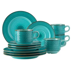 Die moderne Hausfrau Kaffeeservice, Porzellan Prospero Blau