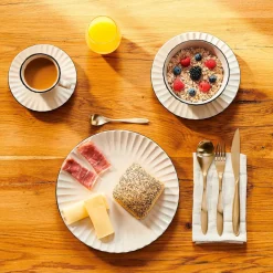 Die moderne Hausfrau Kaffeeservice, Steinzeug Osita 6 x Speisteller, 6 x Dessertteller, 6 x Müslischüssel