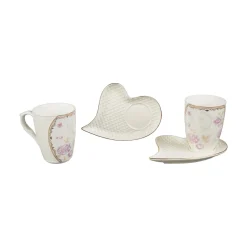 Die moderne Hausfrau Kaffeetassen mit Untertassen "Herz", 2 Stück je 250 ml