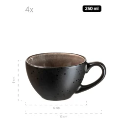 Die moderne Hausfrau Kaffeetassen-Set, Keramik Niara Organic 4 x Kaffeetasse, 4 x Untertasse