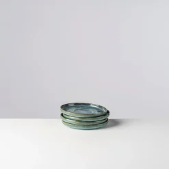 Die moderne Hausfrau Kaffeeuntertassen-Set, Steinzeug TIEFER SEE Blau / Grün