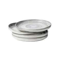 Die moderne Hausfrau Kaffeeuntertassen-Set, Steinzeug TIEFER SEE Grau / Weiß