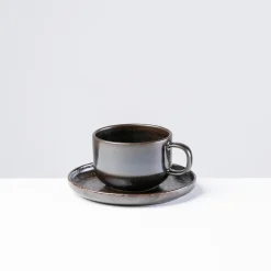 Die moderne Hausfrau Kaffeeuntertassen-Set, Steinzeug Glockenklang