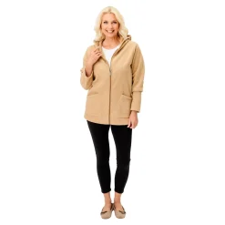 Damen Die moderne Hausfrau Kapuzen-Fleecejacke „Florine“ taupe