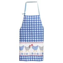 Die moderne Hausfrau Küchentextilien-Set Schürze & Topflappen „Hühner“, 3-teilig