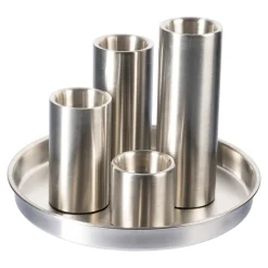 Die moderne Hausfrau Kerzenteller „Edelstahl“, 5-teilig