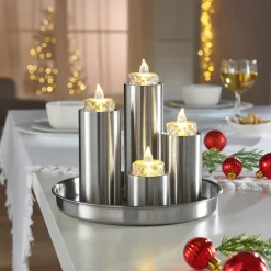 Die moderne Hausfrau Kerzenteller „Edelstahl“, 5-teilig