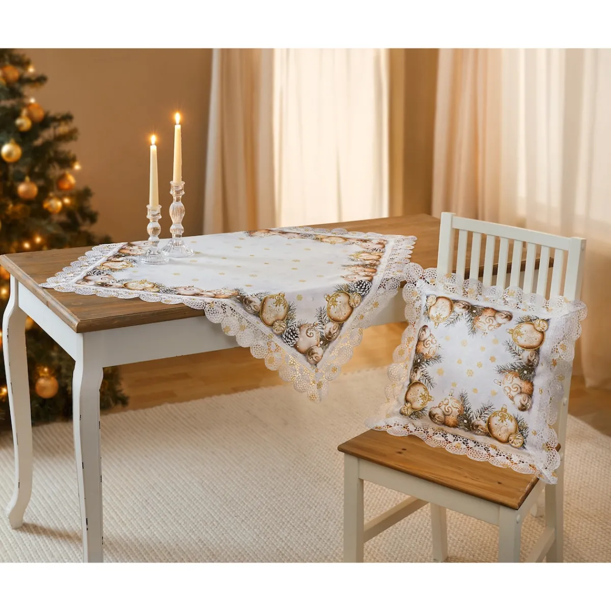 Die moderne Hausfrau Kissenhülle „Festtagskugeln“, 40x40 cm