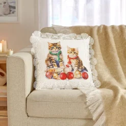 Die moderne Hausfrau Kissenhülle „Weihnachtskatze“, 40x40 cm