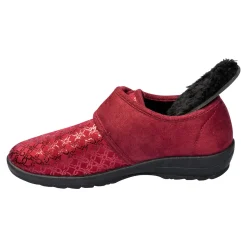 Damen Die moderne Hausfrau Kletthausschuh „Elegant“ bordeaux