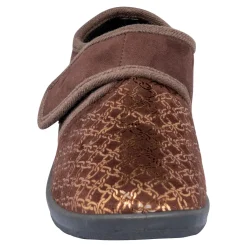 Damen Die moderne Hausfrau Kletthausschuh „Elegant“ schoko