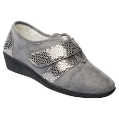 Damen Die moderne Hausfrau Klett-Hausschuh „Hanna“ warm anthrazit