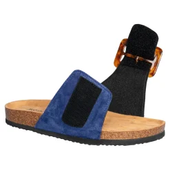 Damen Die moderne Hausfrau Klett-Pantolette „Miriam“ blau