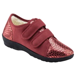 Damen Die moderne Hausfrau Klett-Pantolette "Petra" bordeaux