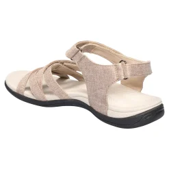 Damen Die moderne Hausfrau Klett-Stretchsandale "Leinenoptik"