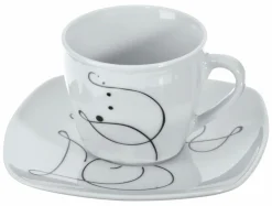 Die moderne Hausfrau Kombiservice, Porzellan CHANSON 6 x Speiseteller, 6 x Suppenteller, 6 x Dessertteller, 6 x Kaffeetasse, 6 Kaffeeuntertasse