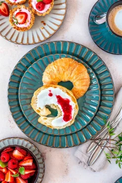 Die moderne Hausfrau Kombiservice, Steinzeug Confino Petrol