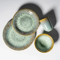 Die moderne Hausfrau Kombiservice, Steinzeug Flussufer blau, grün, braun