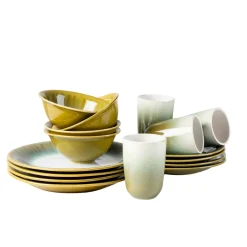 Die moderne Hausfrau Kombiservice, Steinzeug Flussufer blau, grün, weiß