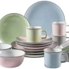 Die moderne Hausfrau Kombiservice, Steinzeug Maila Rosa / Grau / Blau / Grün