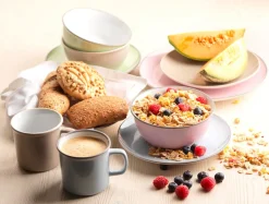 Die moderne Hausfrau Kombiservice, Steinzeug Maila Rosa / Grau / Blau / Grün