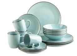 Die moderne Hausfrau Kombiservice, Steinzeug METALLIC RIM Mint