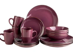 Die moderne Hausfrau Kombiservice, Steinzeug METALLIC RIM Lila