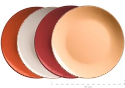 Die moderne Hausfrau Kombiservice, Steinzeug METALLIC RIM Rot, Braun, Orange, Beige