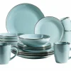 Die moderne Hausfrau Kombiservice, Steinzeug METALLIC RIM Blau