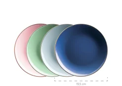 Die moderne Hausfrau Kombiservice, Steinzeug METALLIC RIM Rosa,Mint,Blau,Dunkelblau