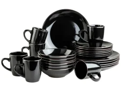 Die moderne Hausfrau Kombiservice, Steinzeug METALLIC RIM Schwarz