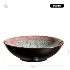 Die moderne Hausfrau Kombiservice, Steinzeug Teona 4 x Speisteller, 4 x Suppenteller, 4 x Dessertteller, 4 x Müslischüssel, 4 x Kaffeebecher